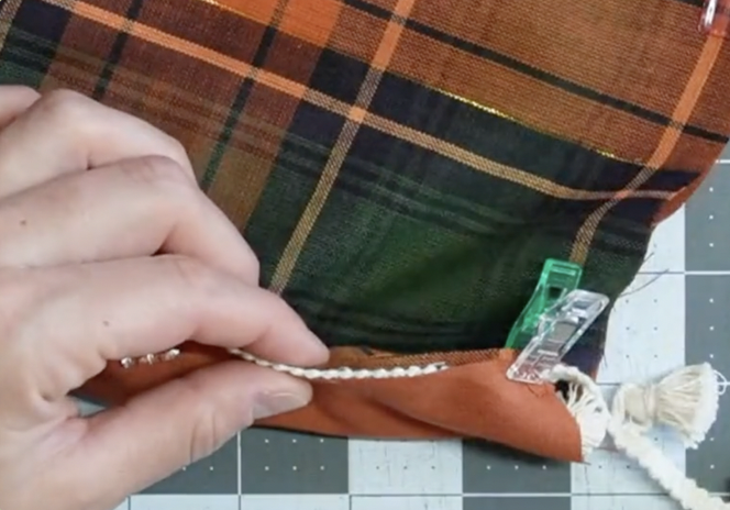 clip into place, tassels facing inside the table runner