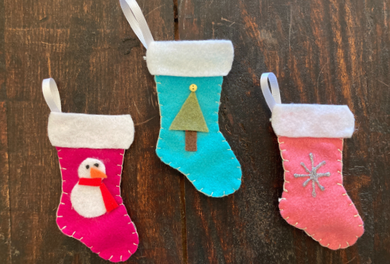 three finished felt stockings